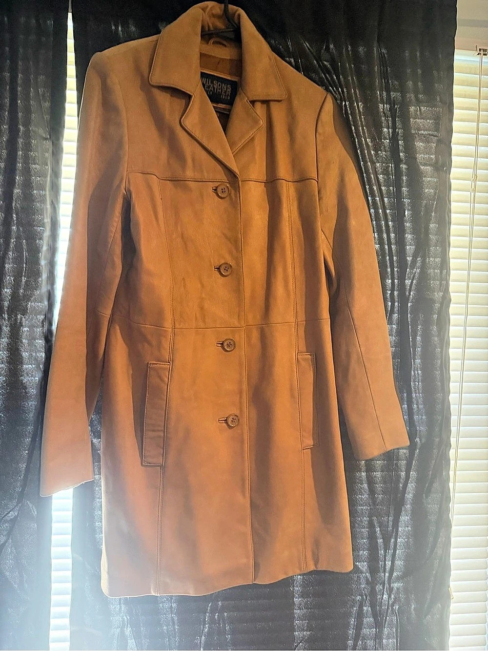Wilson Leather Button Front Coat Brown Size Medium